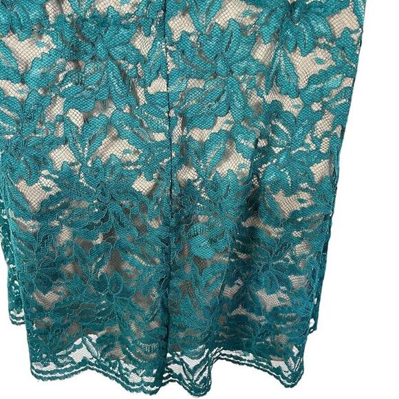 Jessica Howard Womens Teal Lace Sheath Nude Lined Cocktail Party Dress sz 12 - Picture 11 of 16